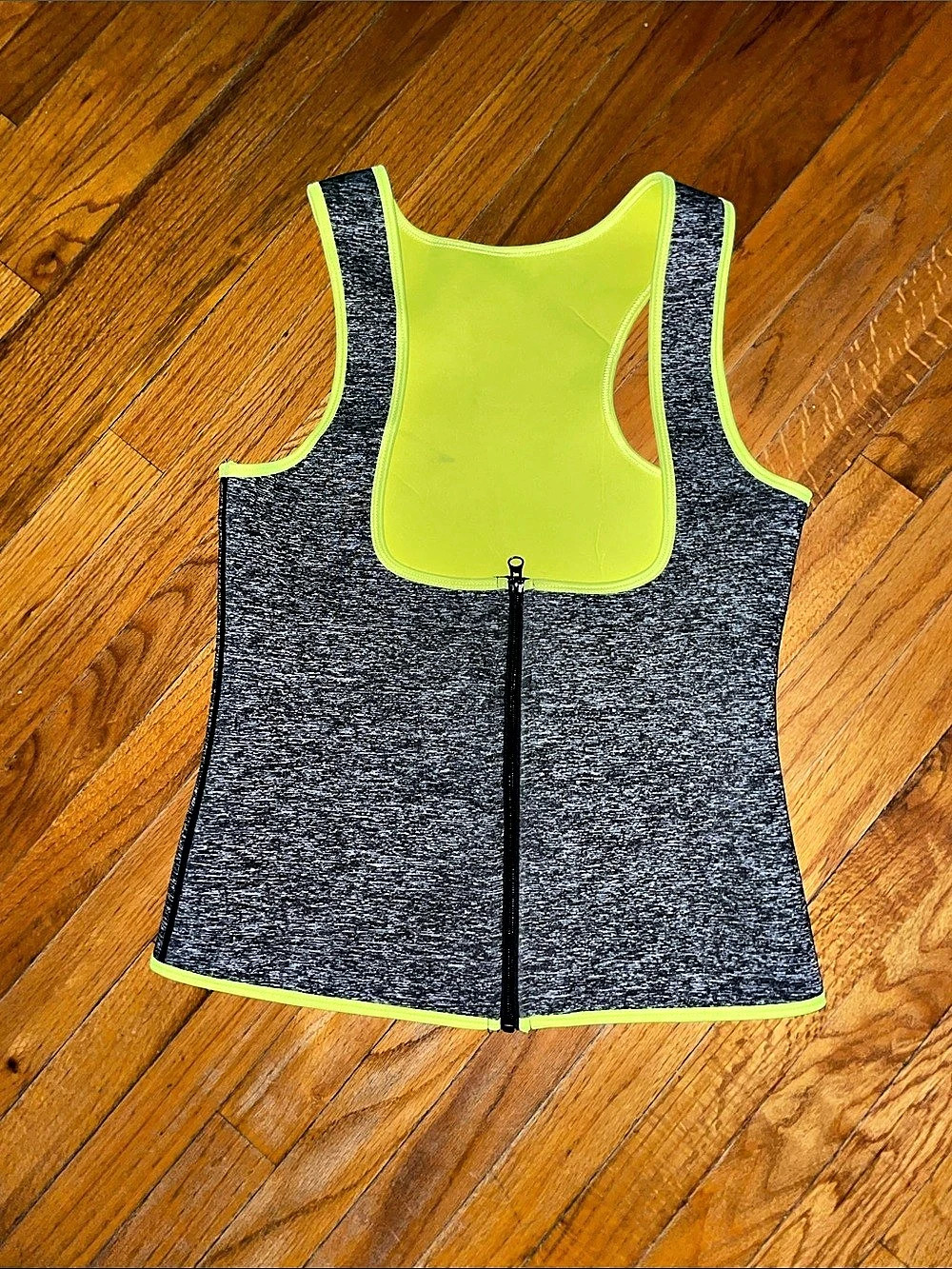 Gray & Green Athletic Zip Tank Top